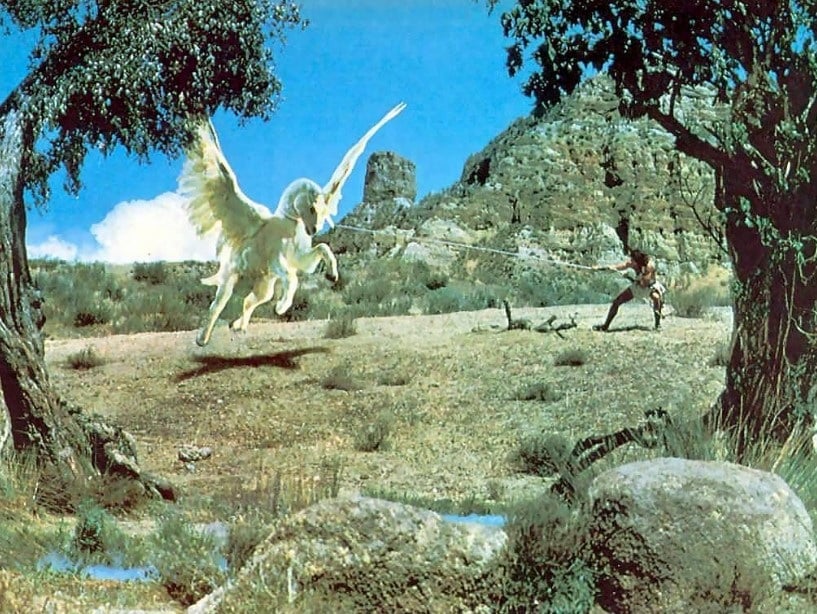 Dioskilos attacks Perseus and his men in Clash of the Titans (1981