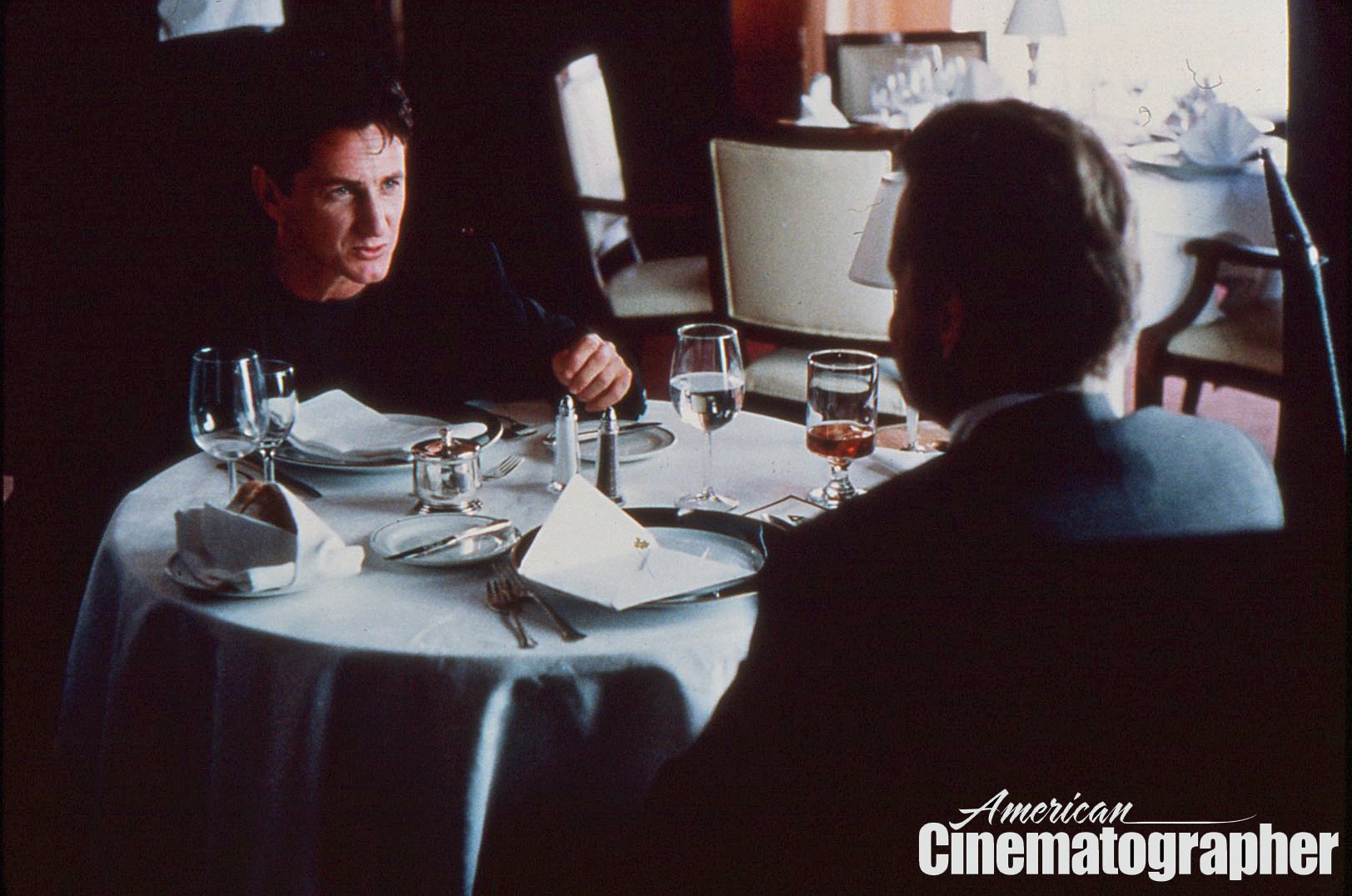 Van Orton has lunch with his mysterious brother, Conrad (Sean Penn) in a scene filmed at The City Club in downtown San Francisco. The use of Fincher's favored 27mm lens required the filmmakers to replace the thandard 54