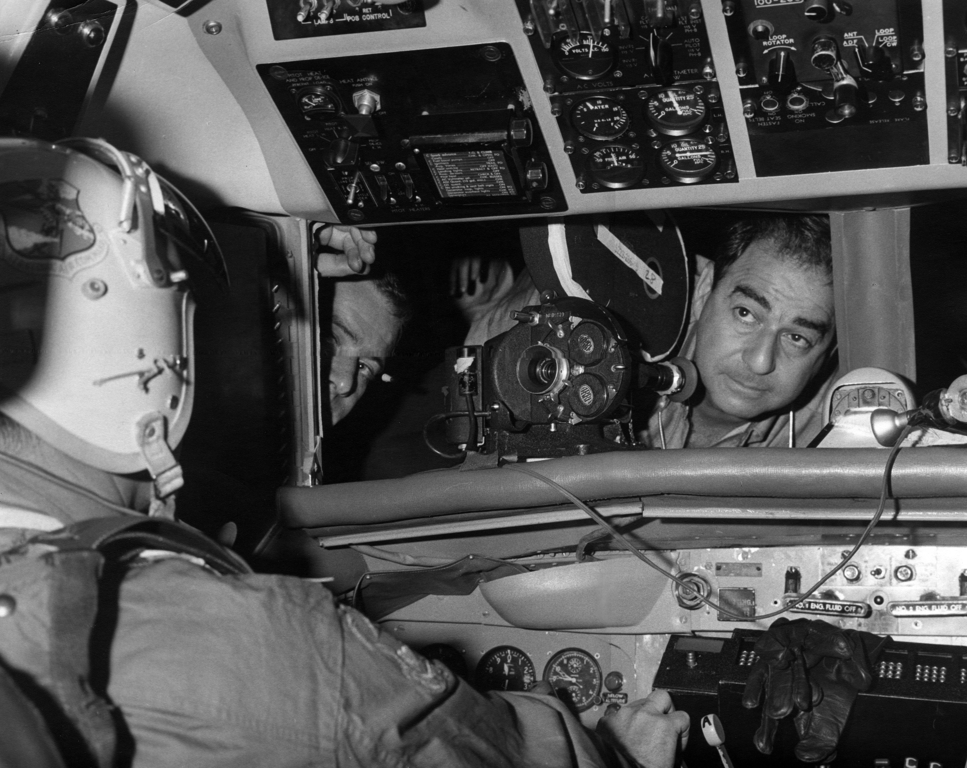 Hirschfeld angles into the cockpit of a B-52 bomber while filming the Cold War drama Fail Safe (1964).