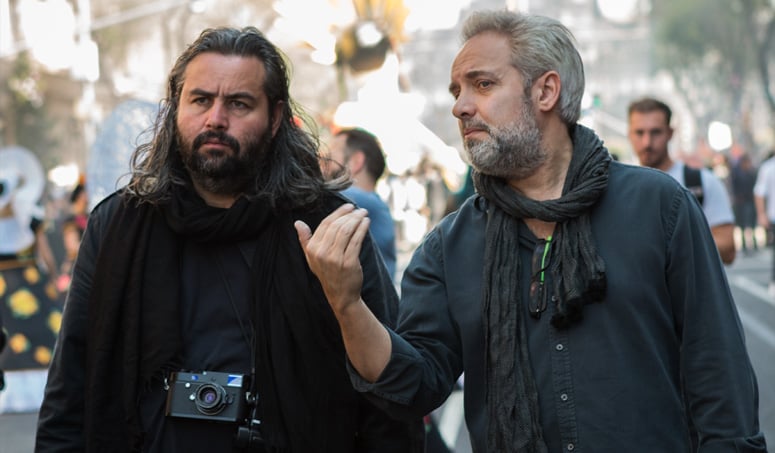 Hoyte van Hoytema, FSF, NSC, with director Sam Mendes on the Spectre set in Mexico City