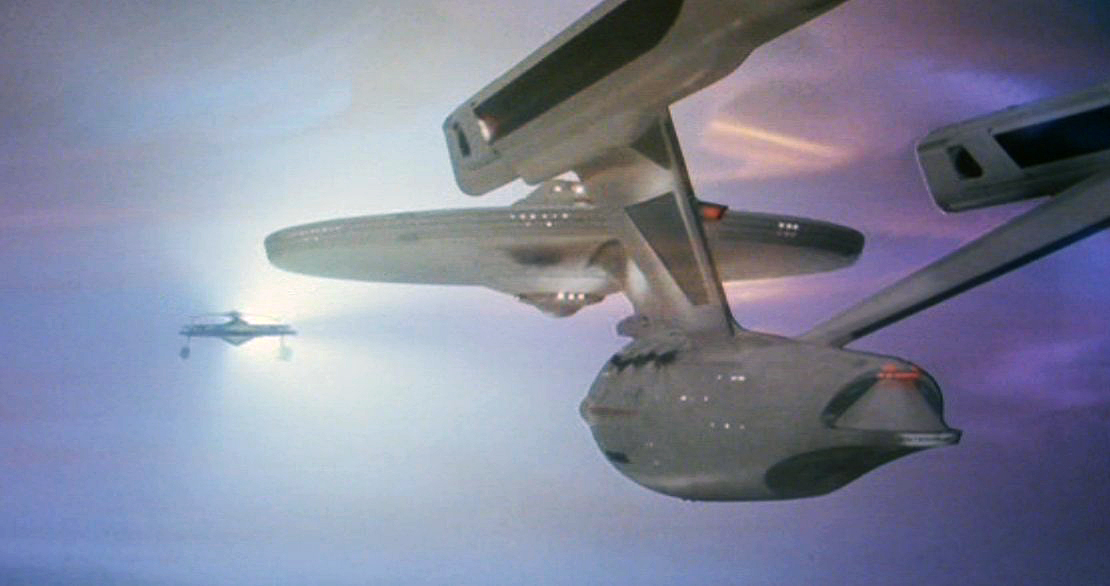 The Enterprise and Reliant face off in the Mutara Nebula in the film's dramatic battle sequence.