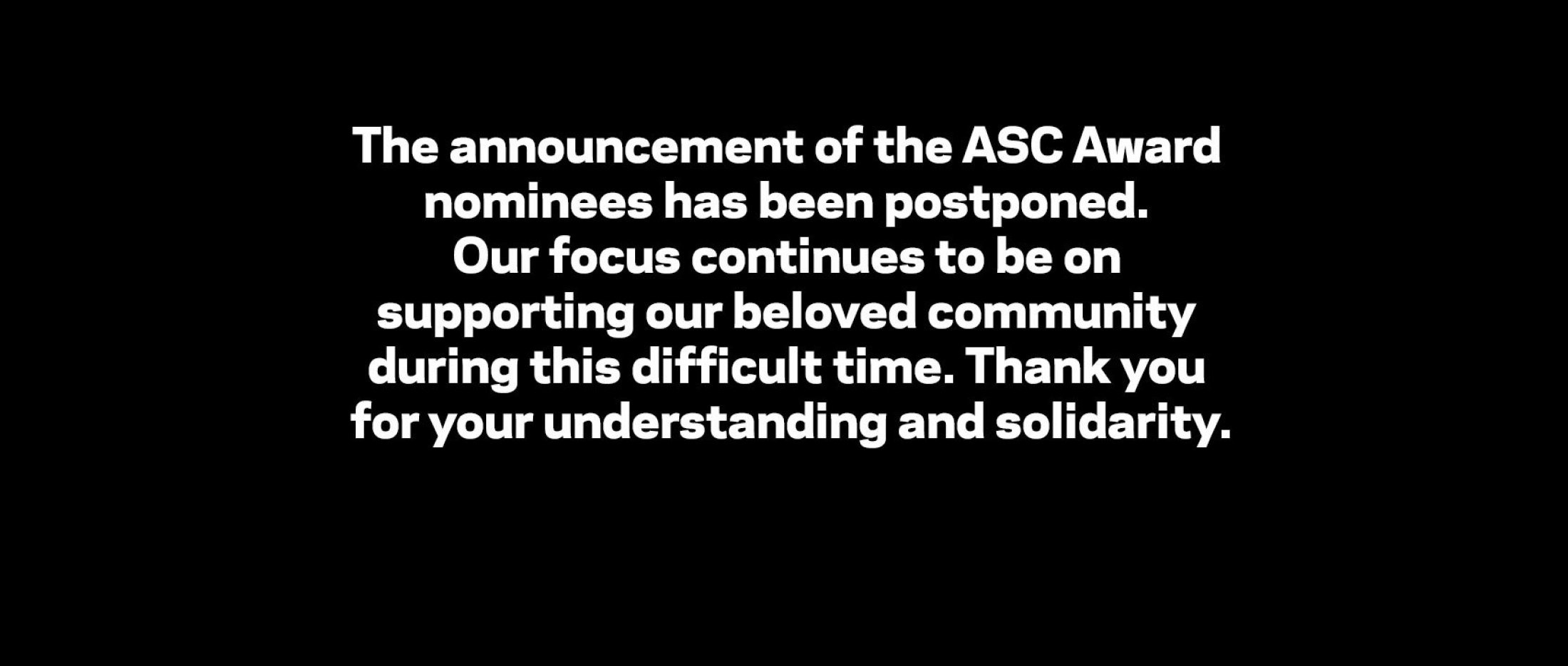 ASC Nominees Announcement Postponed