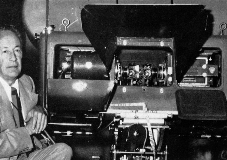 J. Peverell Marley, ASC, pictured with the Natural Vision 3-D camera he used to shoot House of Wax.